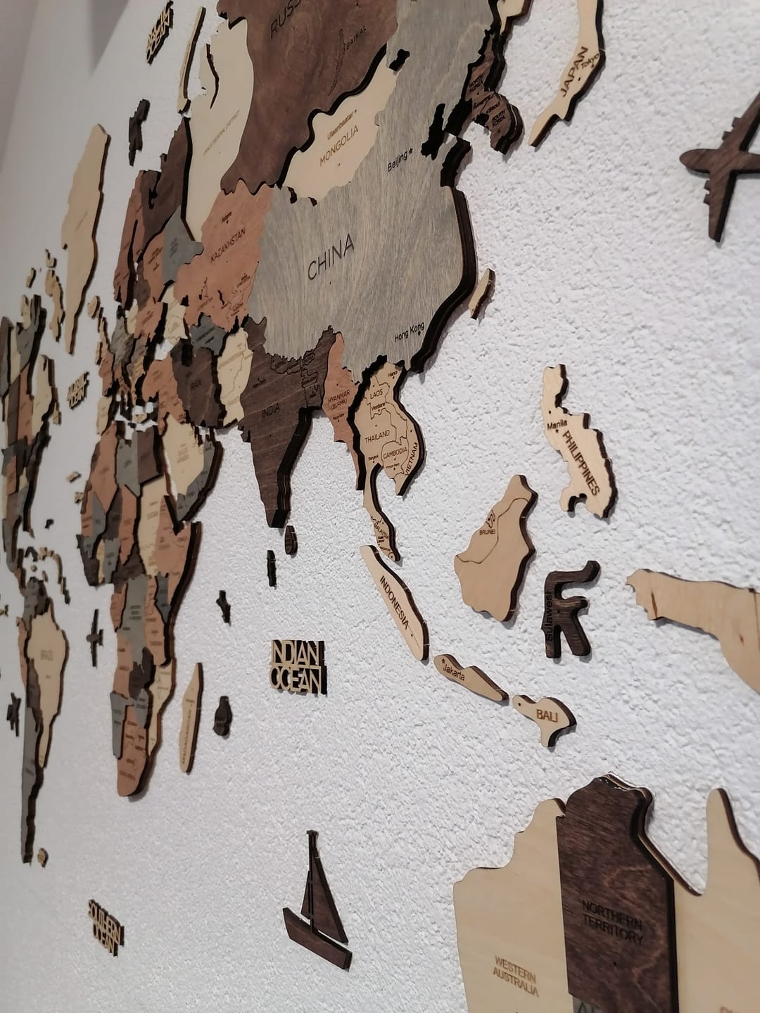 Customer photo review of 3D Wooden World Map Multicolor