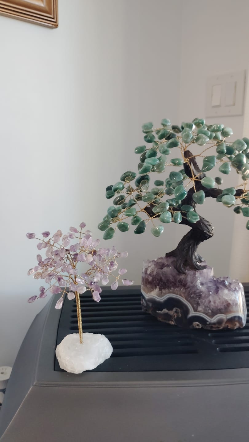 Customer photo review of 9” Tall Amethyst Handmade Wire Gemstone Tree, Milky Quartz Base, 50 Gems #5316AMMQ