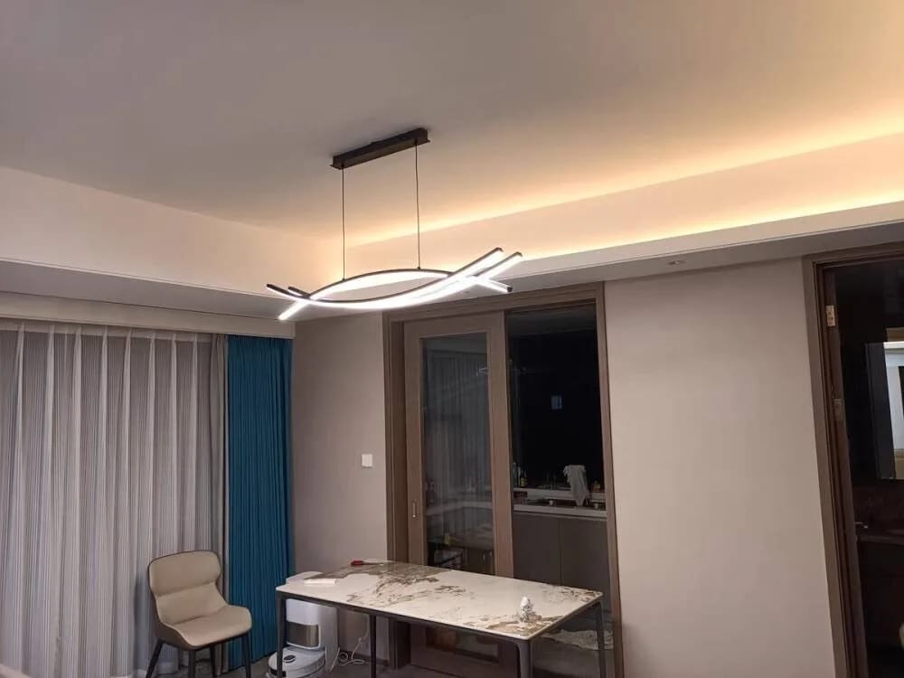 Customer photo review of Curved LED Linear Chandelier, Two Crossing Strands, 100 or 120 cm