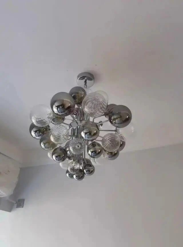 Customer photo review of Glass Sphere Cluster Chandelier, Chrome, 10–32 Lights, 40–100 cm
