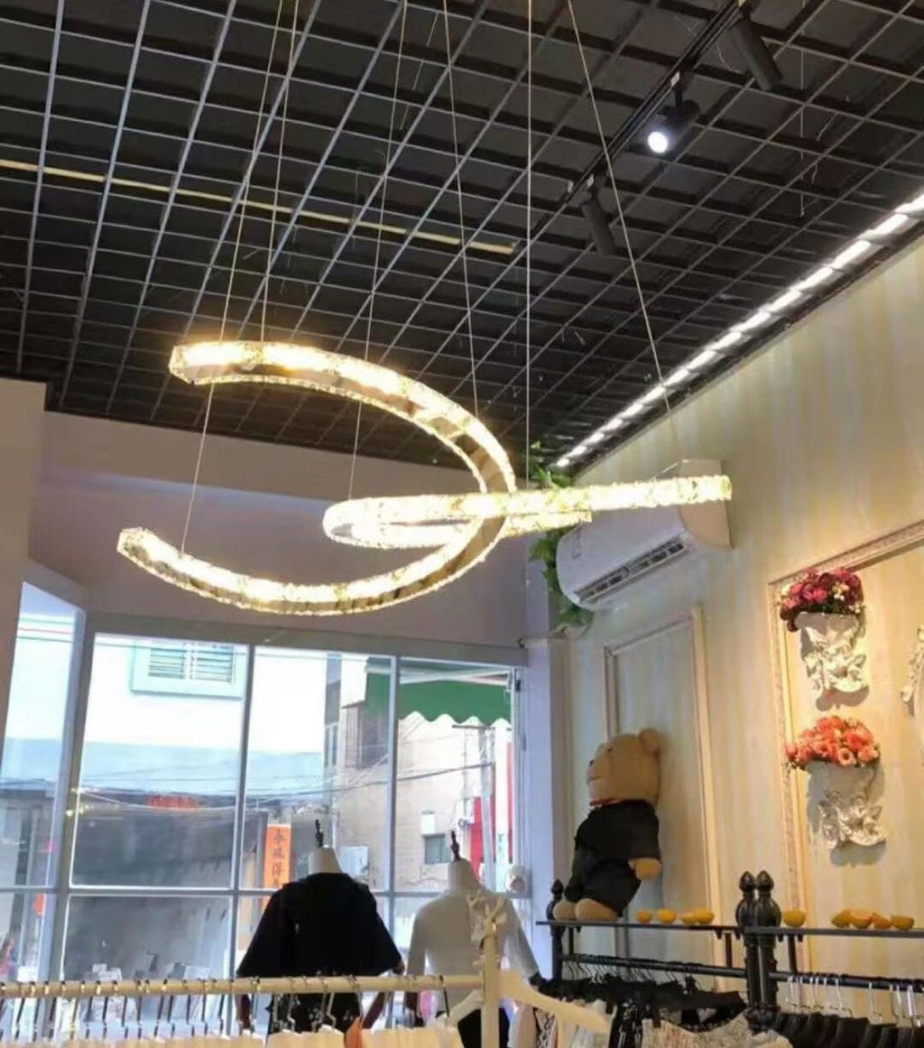 Customer photo review of Silver K9 Crystal Pendant Light, Stainless Steel, Integrated LED