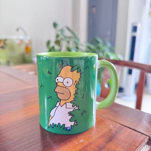 Customer photo review of Homer in the Bush Accent Coffee Mug