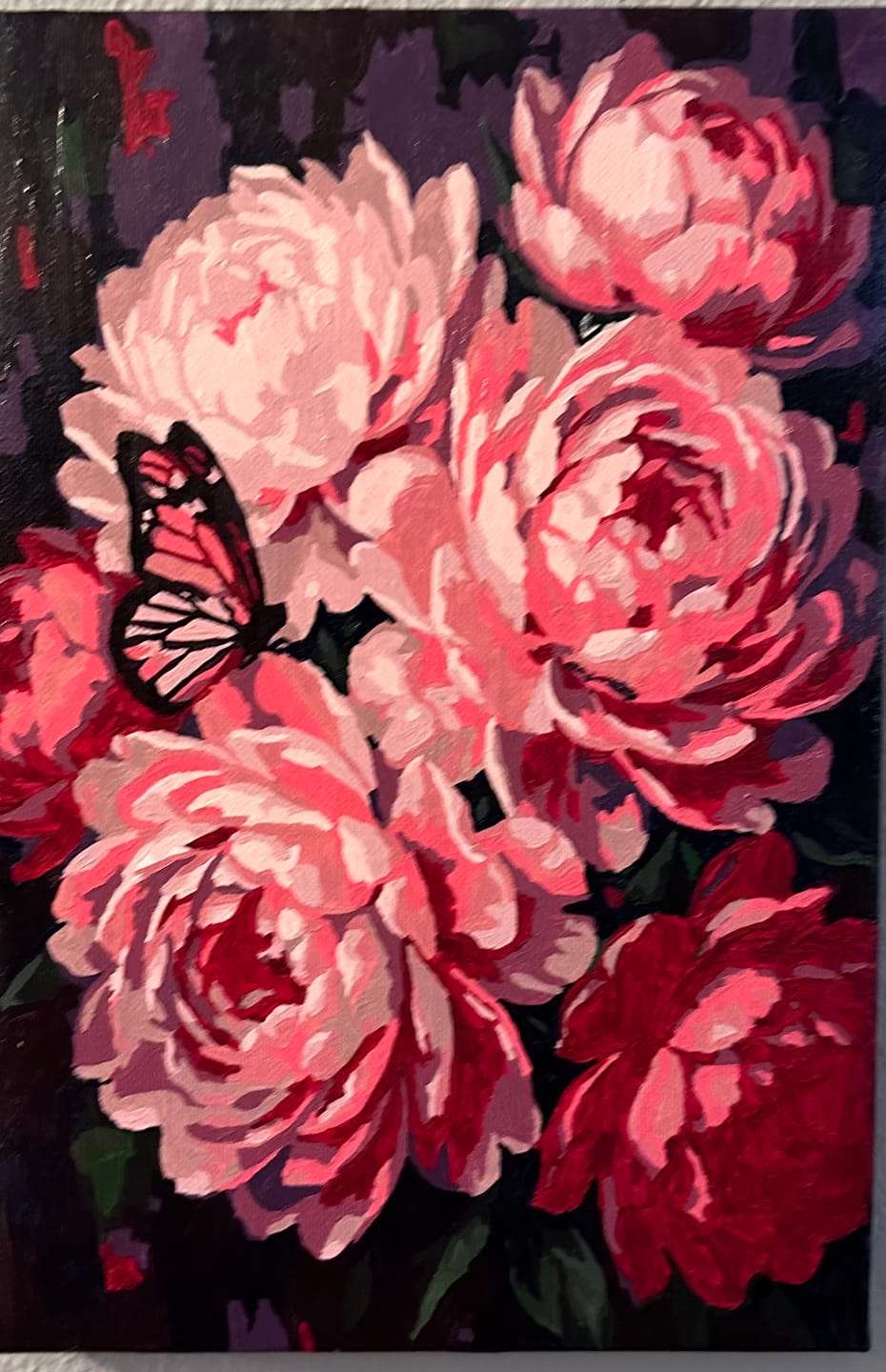Customer photo review of Blush Peonies Butterfly Dark (Paint by Numbers)
