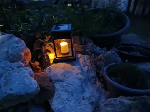 Customer photo review of Solar Lantern, Outdoor Garden Light with Handle, Black, IP65