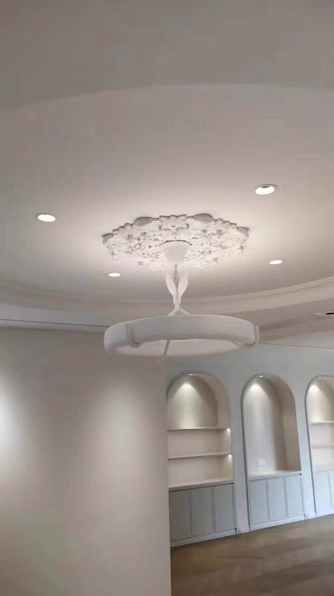 Customer photo review of Carved Plaster Chandelier, White Plaster and Metal, Integrated LED