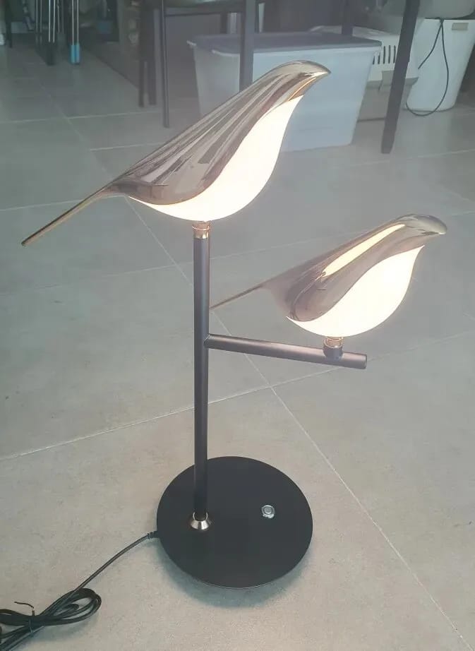 Customer photo review of Bird Table Lamp, Adjustable Angle, Gold, 1 or 2 Heads, 48–53 cm