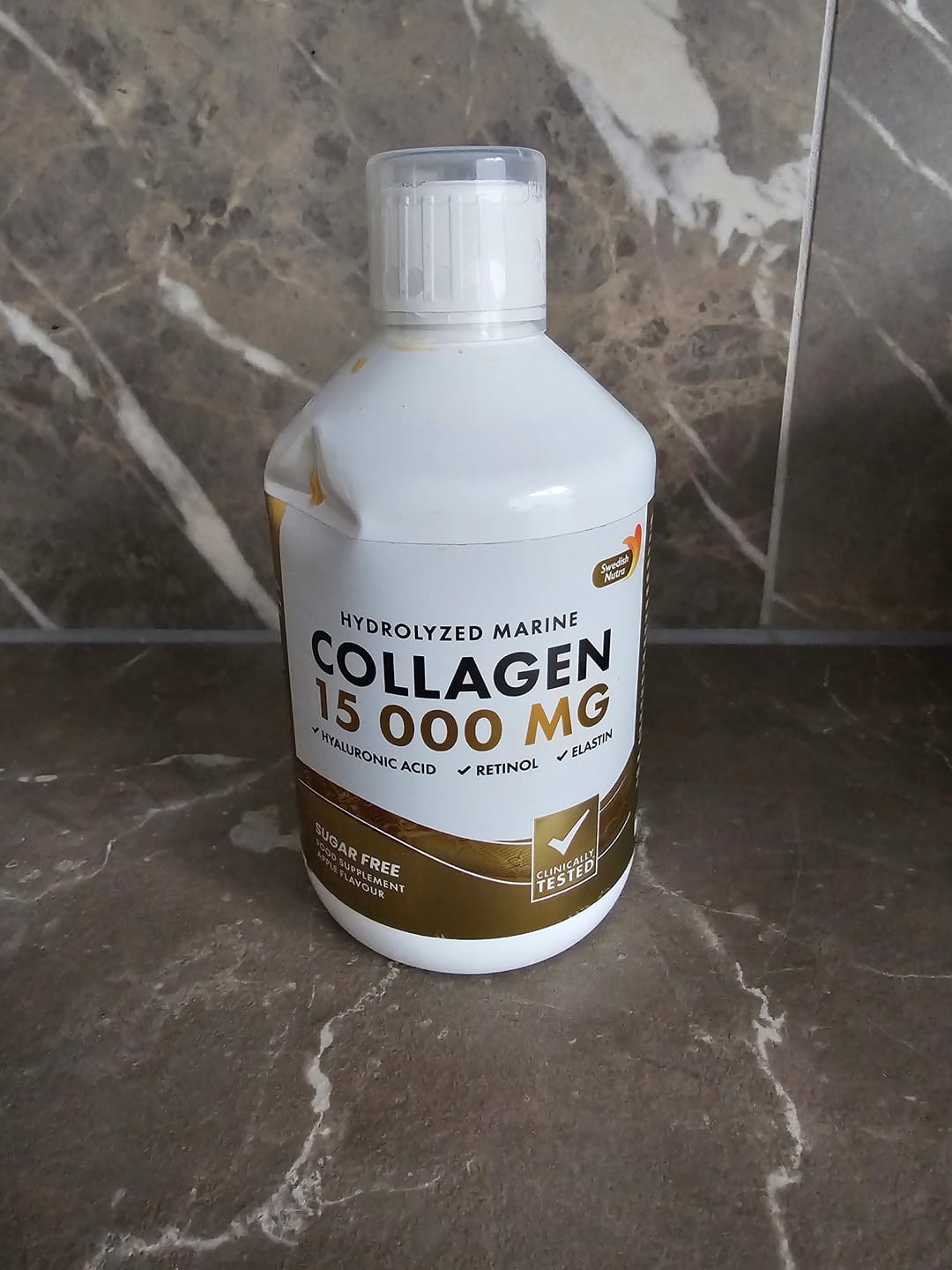 Customer photo review of Swedish Nutra – Marine Collagen 15 000 mg skystas jūrinis kolagenas su hialurono rūgštimi, retinoliu ir vitaminais, 500 ml