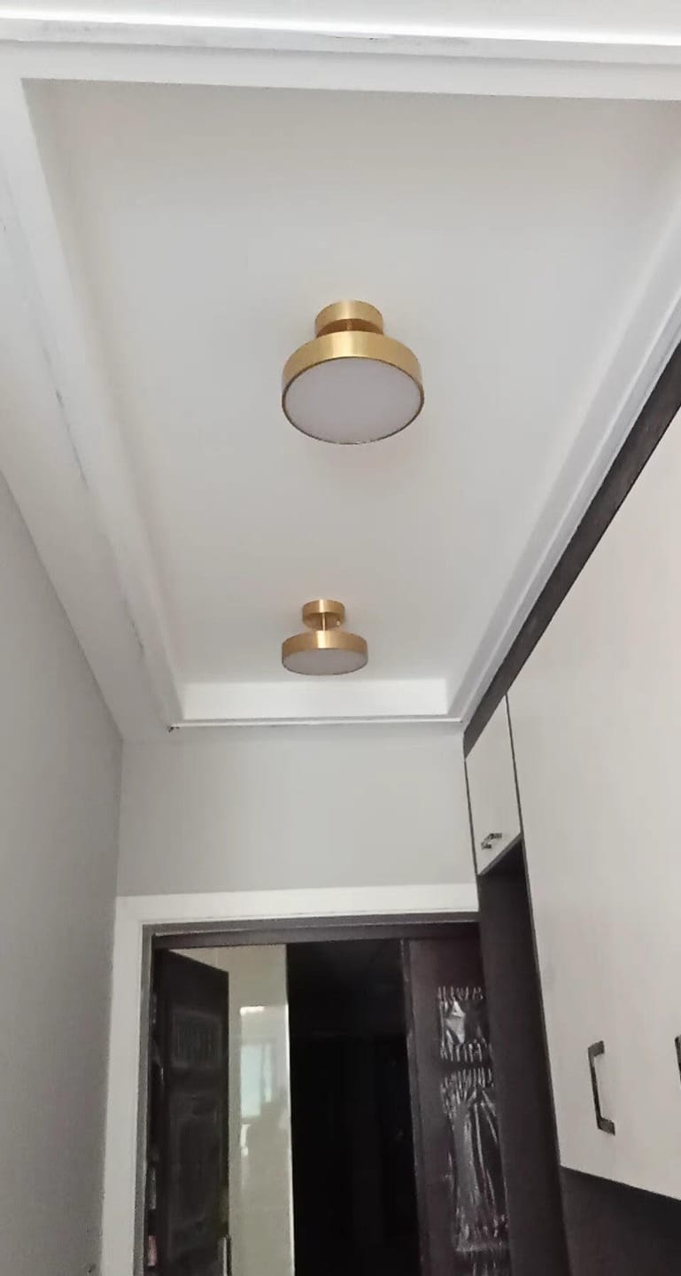 Customer photo review of Brass Ceiling Light, Head Rotates 45°, Integrated LED