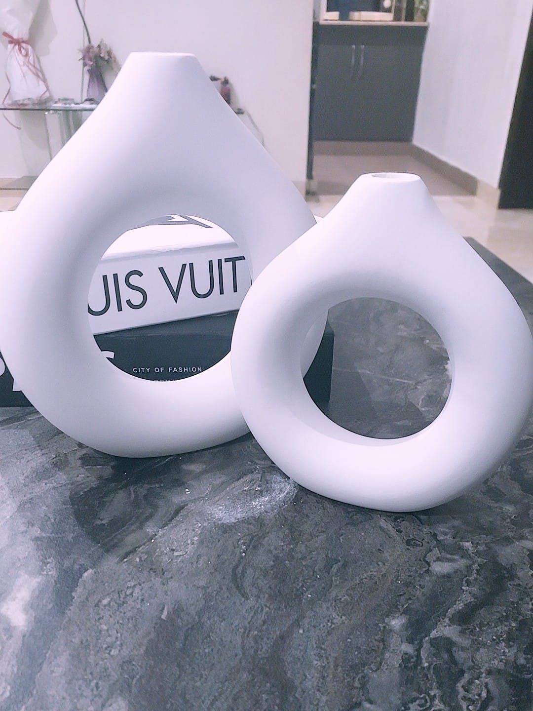 Customer photo review of White Donut Bud Vase Set of 2