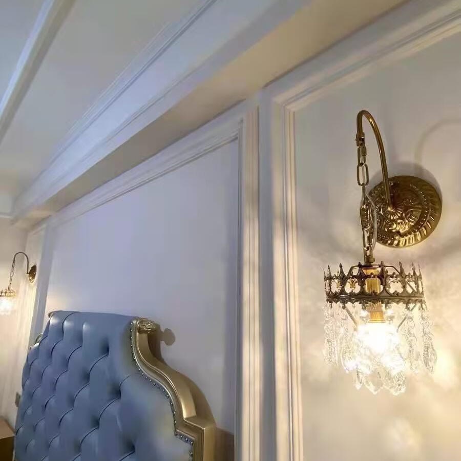 Customer photo review of Drop Crystal Wall Light, Wall Sconce, Copper Plated Arms, 48 cm