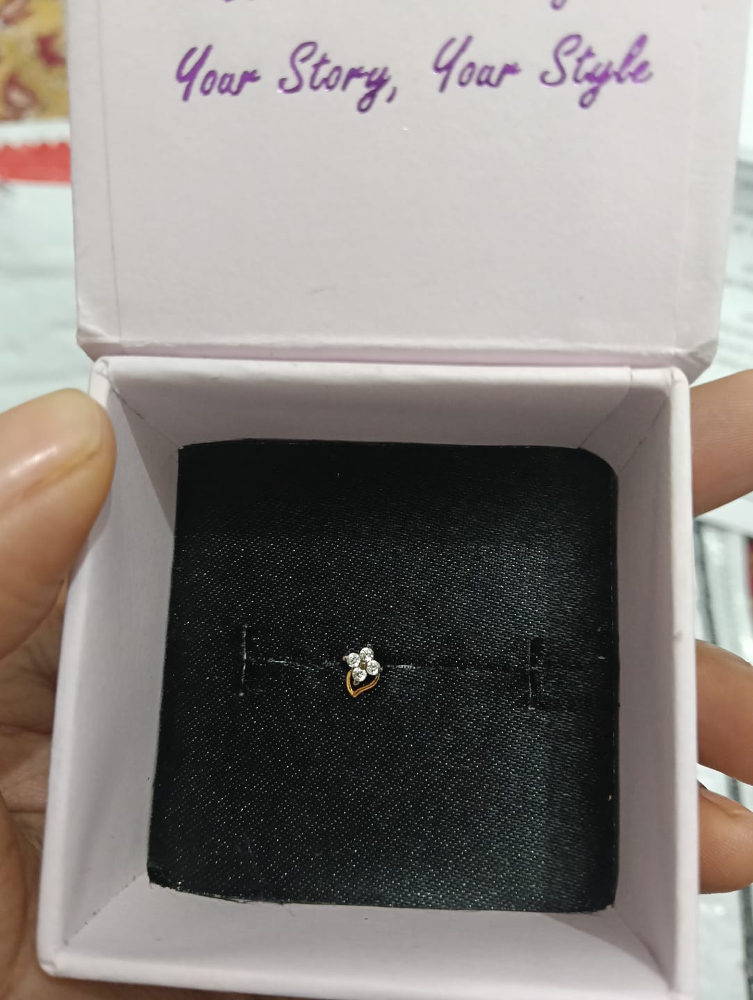 Customer photo review of Petal Glow Screw Nose Pin