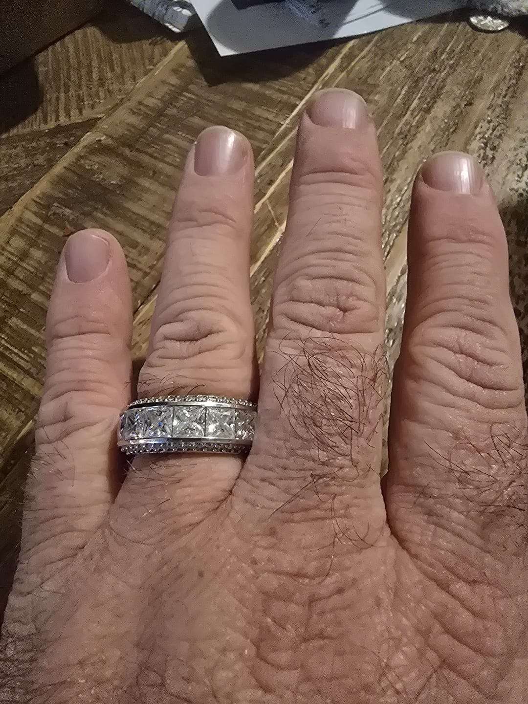 Customer photo review of Bold Multi-Row Princess Cut Anniversary Band