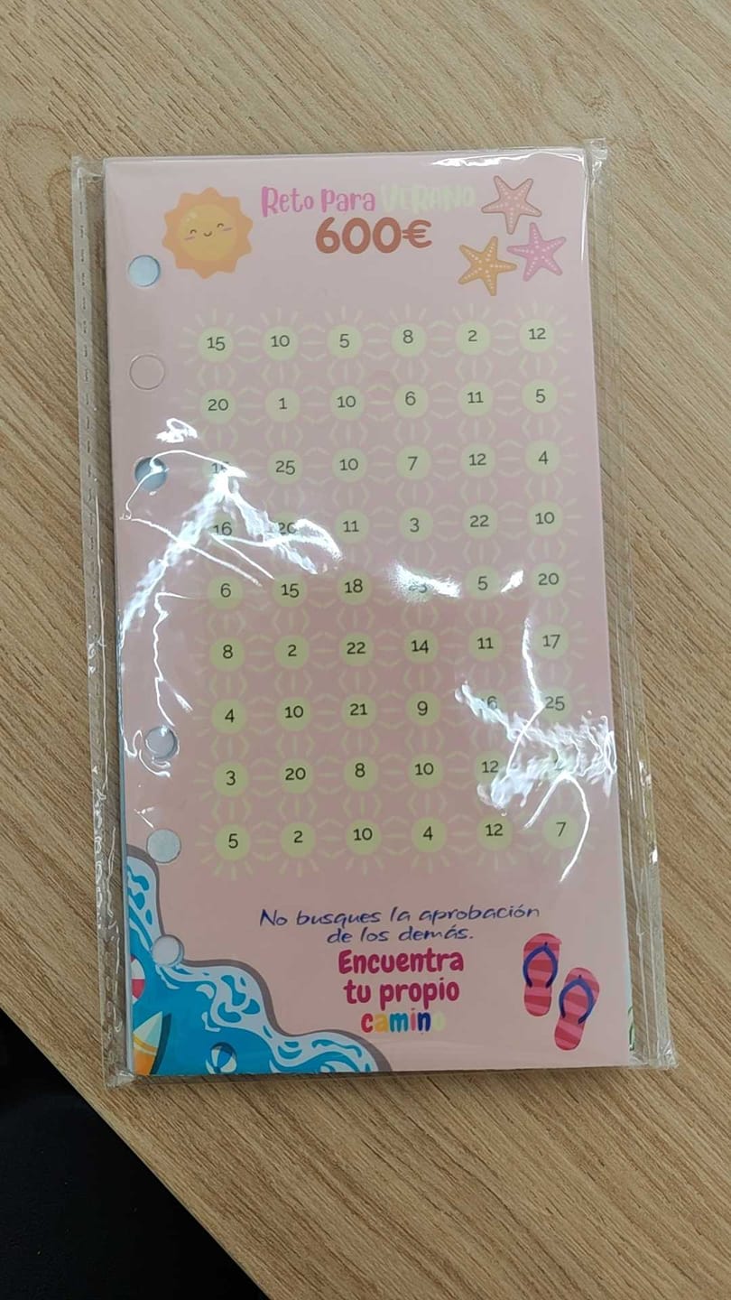 Customer photo review of 10 Retos de Ahorro Temáticos Plastificados A6