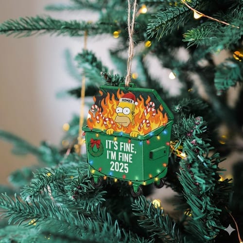 Customer photo review of Homer Dumpster Fire Christmas Tree Ornament