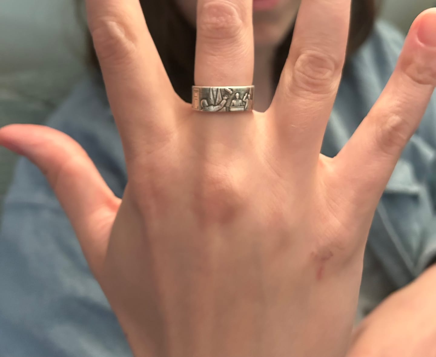Customer photo review of "Farewell Kiss" Ring – Half Width – 925. or Stainless Steel GOLD PLATED