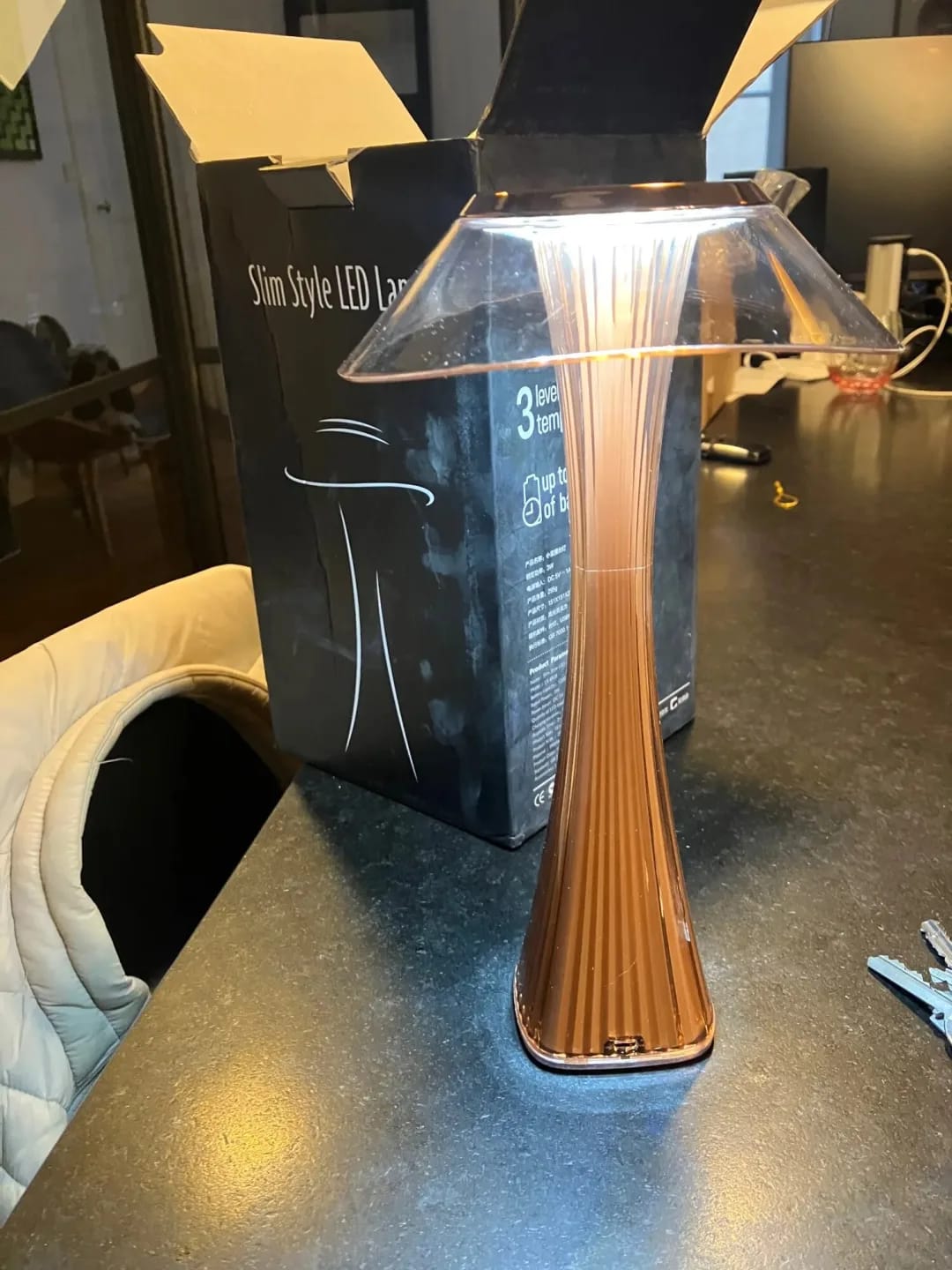 Customer photo review of Fluted Rechargeable Table Lamp, Mushroom Cap, Cordless, 27.4 cm