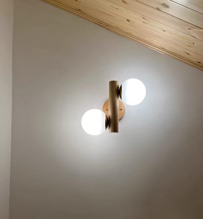 Customer photo review of Wood Wall Sconce, White Glass Shade, Pull Cord Switch, Wall Light