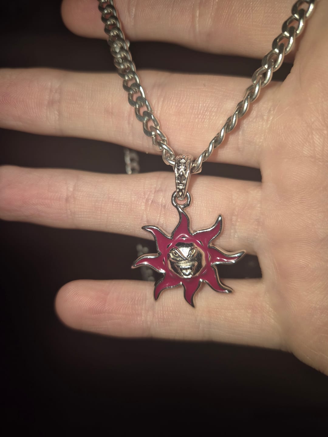Customer photo review of SUNNY THE SOMBER SUN PENDANT