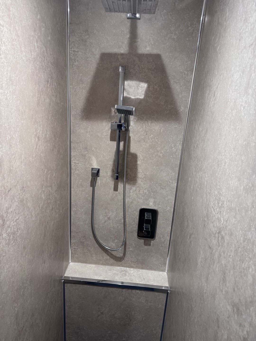 Customer photo review of Premium Beige Concrete Matt Shower Wall Panel - 1M x 2.4M