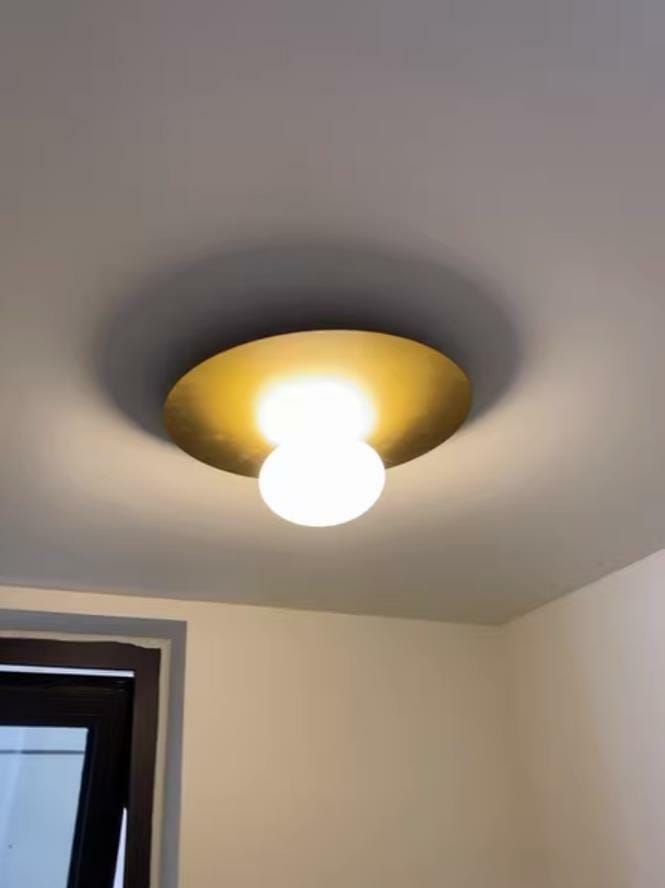 Customer photo review of Milk Glass Ceiling Light with Globe Shade, Metal Disc, 36 or 48 cm