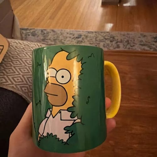 Customer photo review of Homer in the Bush Accent Coffee Mug
