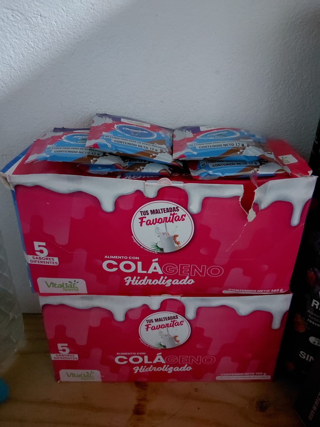Customer photo review of CAJA 30 SACHETS COLAGENO HIDROLIZADO 5 SABORES 360 G