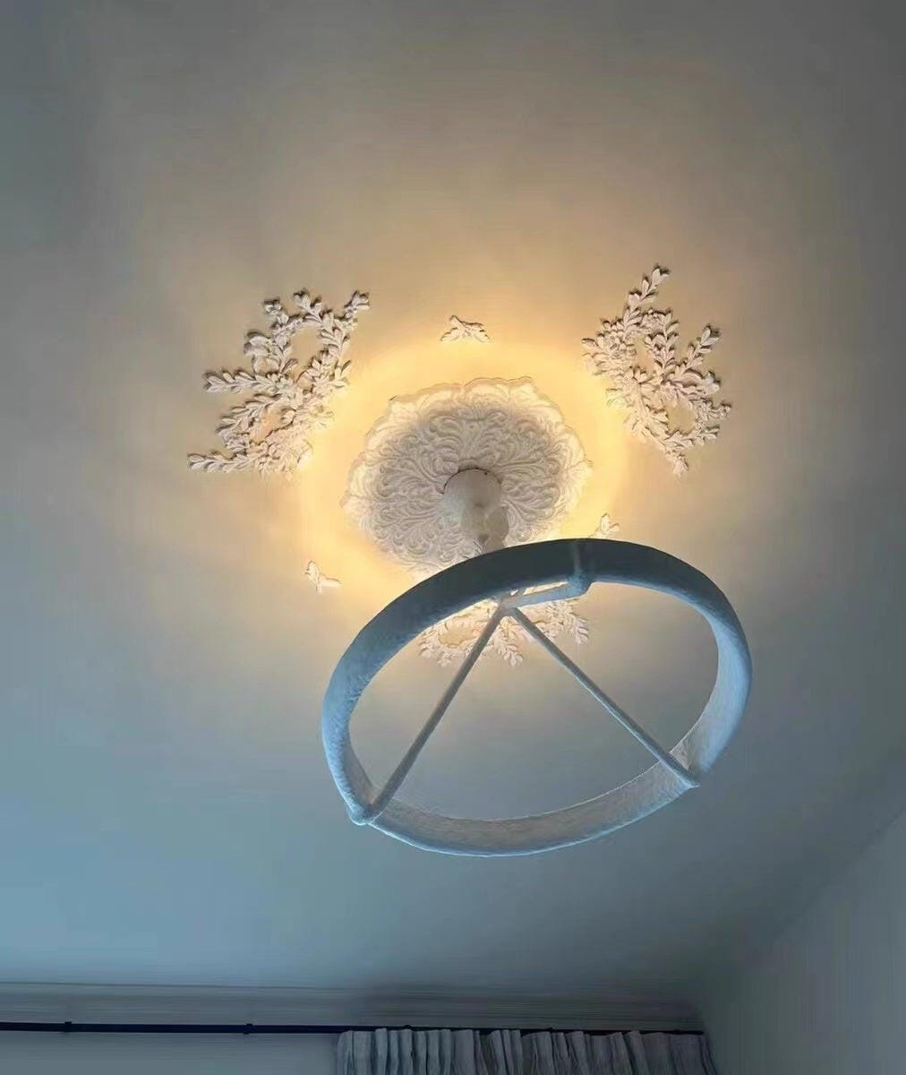 Customer photo review of Carved Plaster Chandelier, White Plaster and Metal, Integrated LED