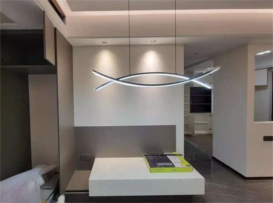Customer photo review of Curved LED Linear Chandelier, Two Crossing Strands, 100 or 120 cm