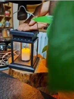 Customer photo review of Solar Lantern, Outdoor Garden Light with Handle, Black, IP65
