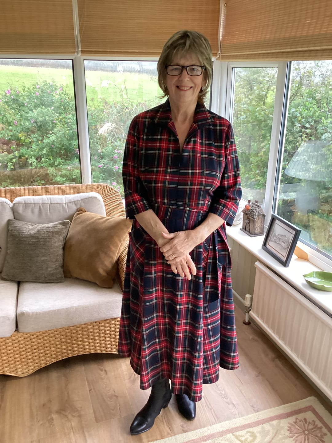 Customer photo review of The 'Zip Pocket' Dress in Tartan - Ballerina Length