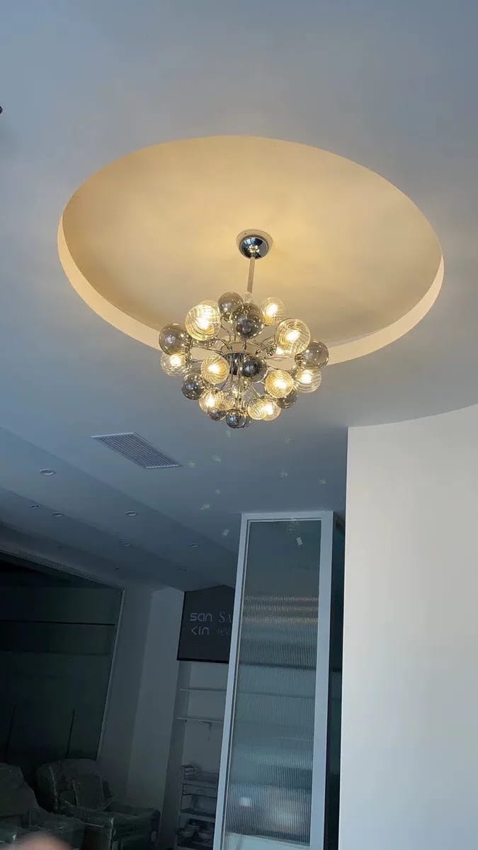 Customer photo review of Glass Sphere Cluster Chandelier, Chrome, 10–32 Lights, 40–100 cm