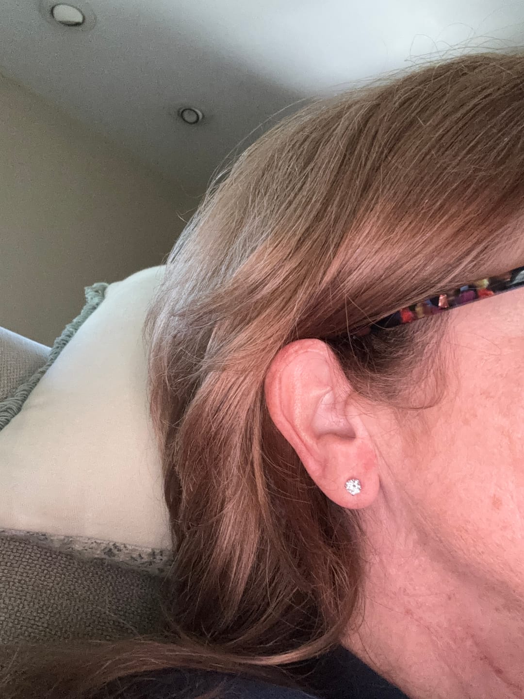 Customer photo review of Lab Grown Round Diamond Stud Earrings