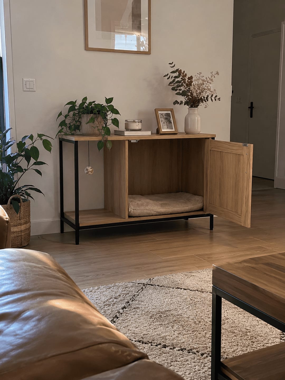 Customer photo review of Meuble cache-litière avec plateforme latérale — Benk