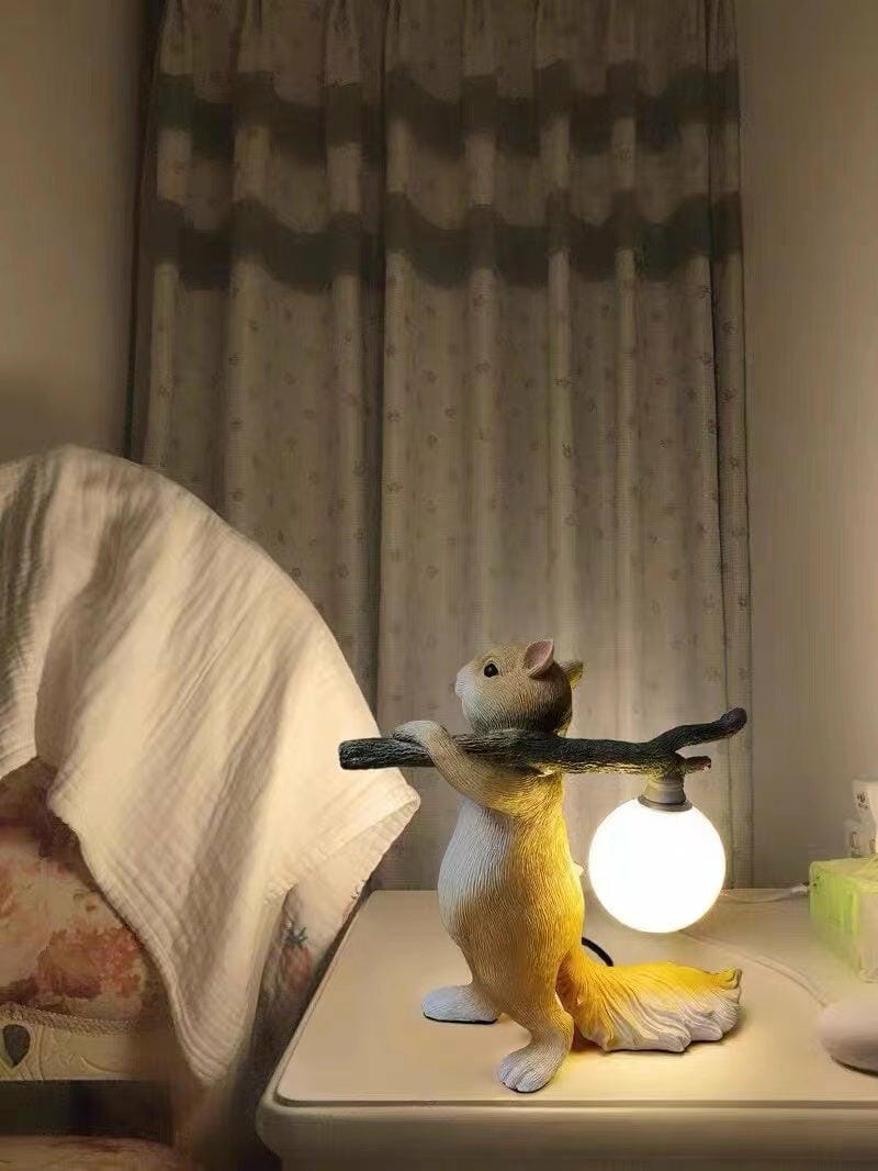 Customer photo review of Table Lamp, Cast Resin Squirrel Holding Glass Globe, 25 cm