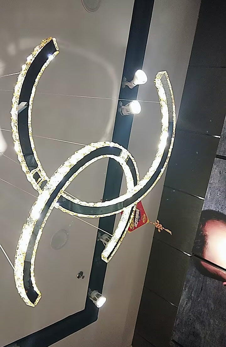 Customer photo review of Silver K9 Crystal Pendant Light, Stainless Steel, Integrated LED
