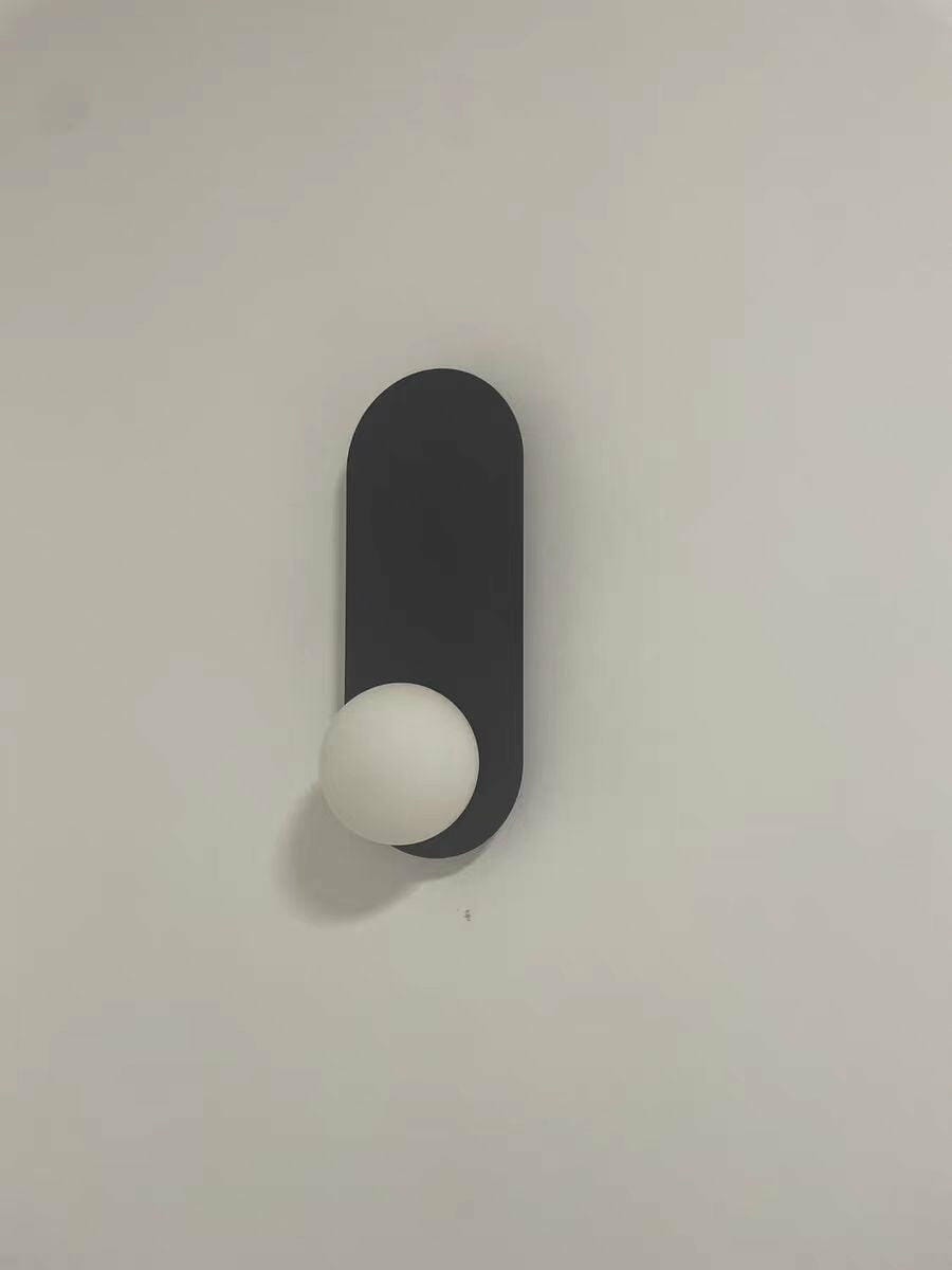 Customer photo review of Wall Light, White Glass Globe, Flat Base, Hardwired, Wall Sconce