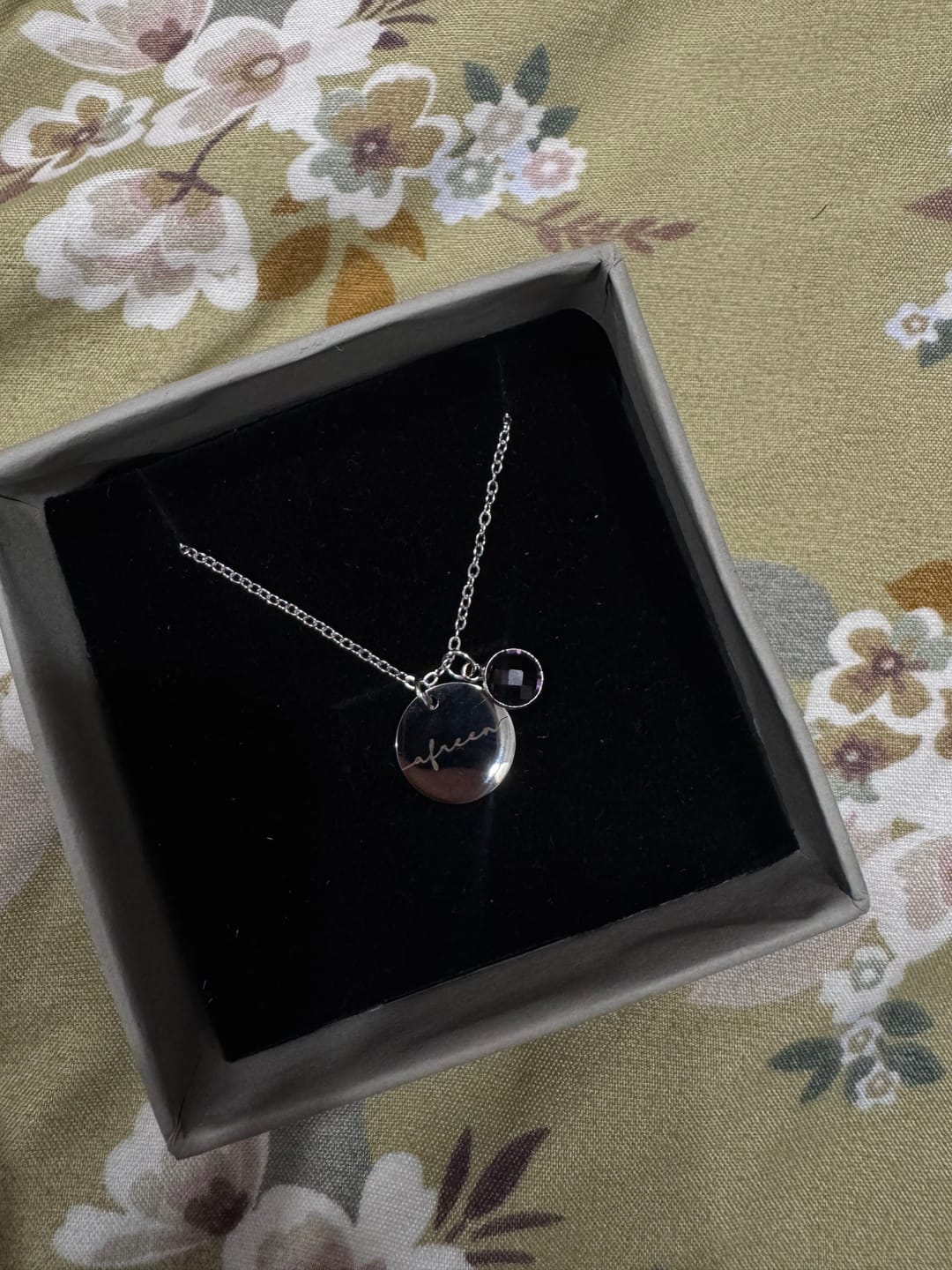 Customer photo review of Personalised Birthstone Necklace