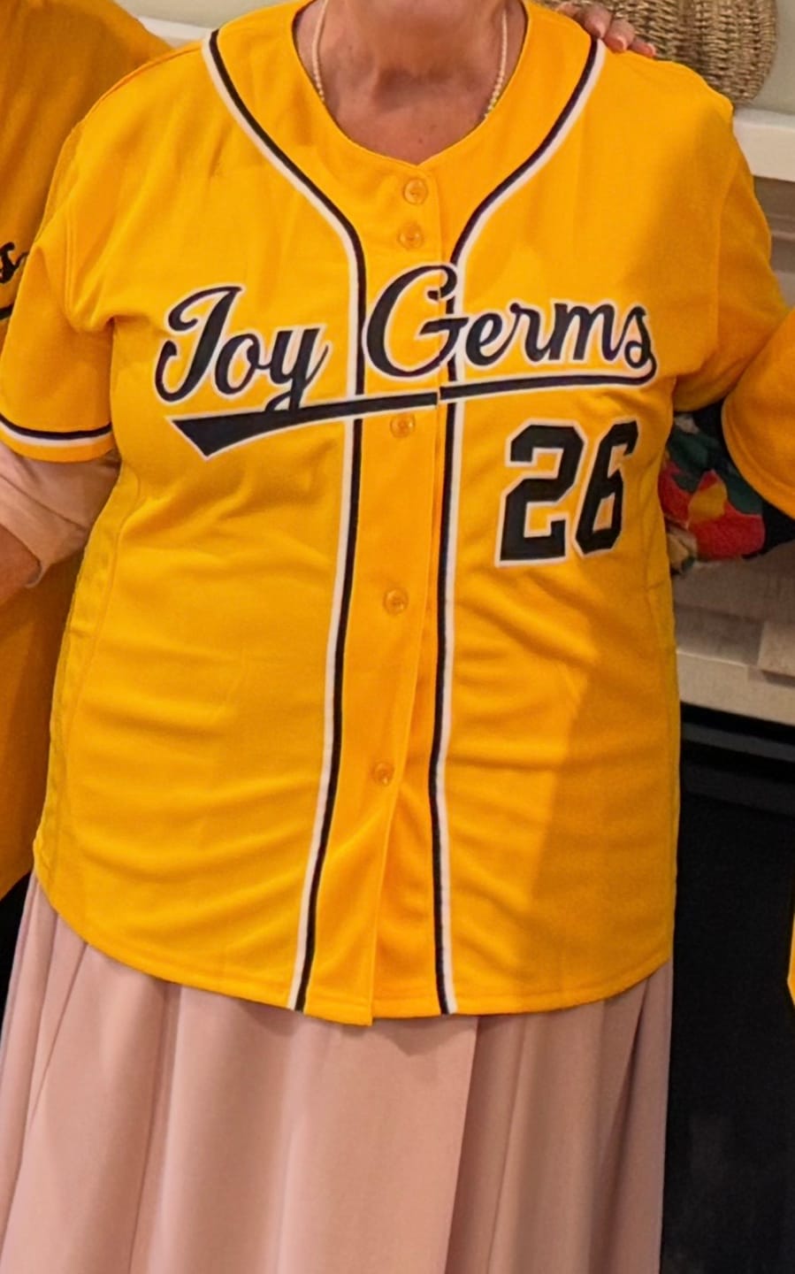 Customer photo review of Custom Yellow Black-White Classic Style Authentic Baseball Jersey