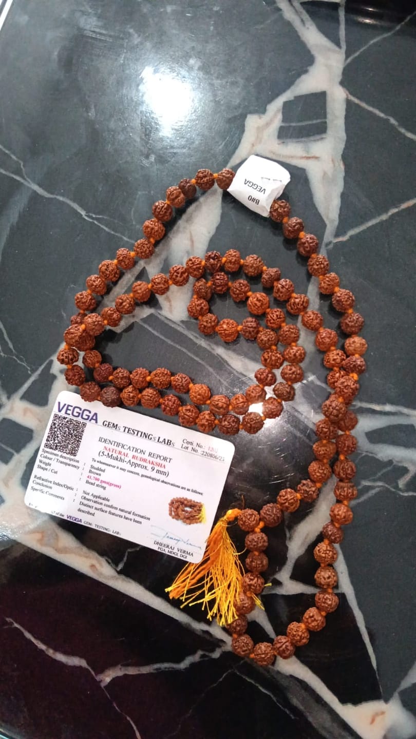 Customer photo review of 5 Mukhi Rudraksha Mala – 100% Original & Lab Certified