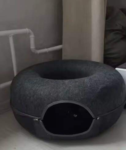 Customer photo review of The Cat Hideout Bed They'll Actually Use
