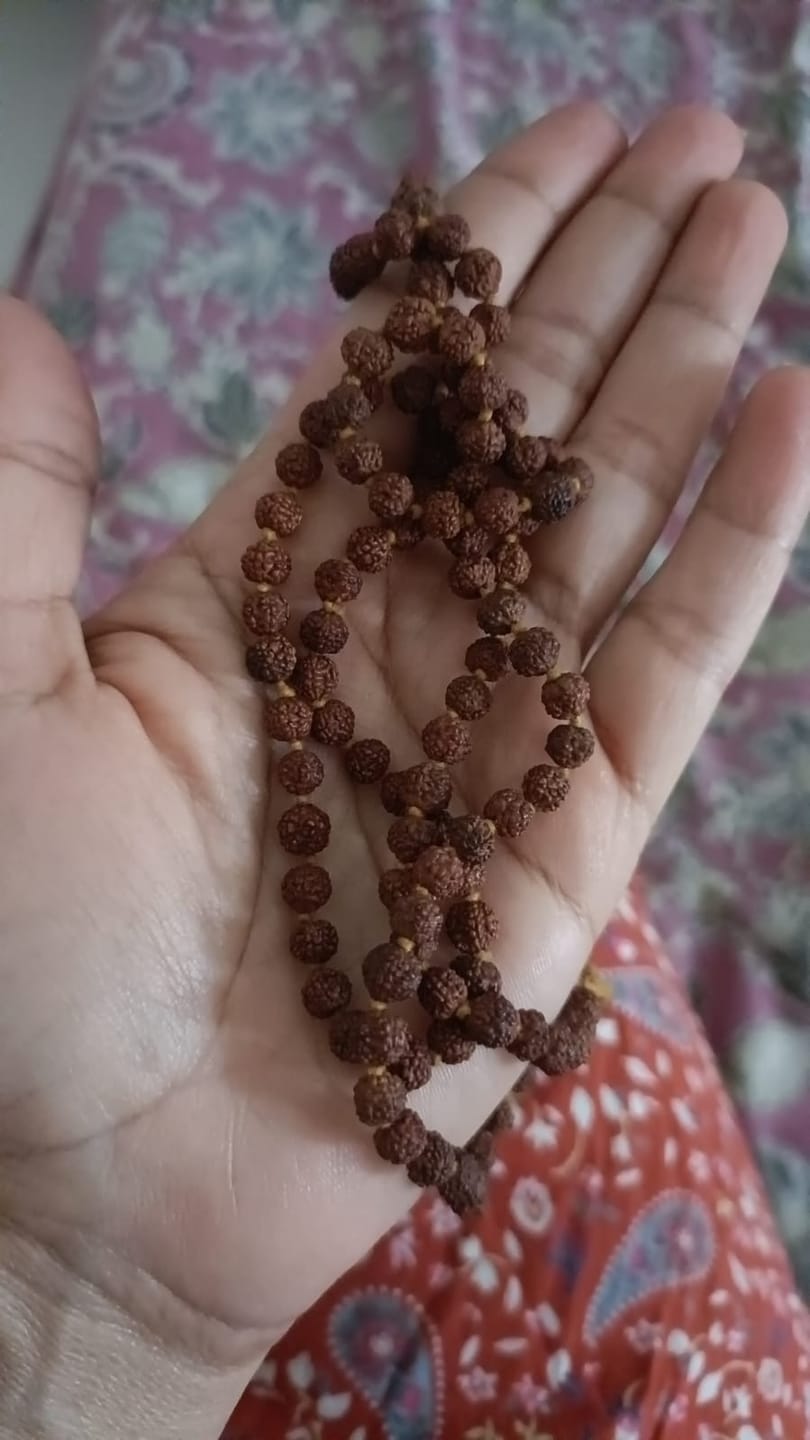 Customer photo review of 5 Mukhi Rudraksha Mala – 100% Original & Lab Certified