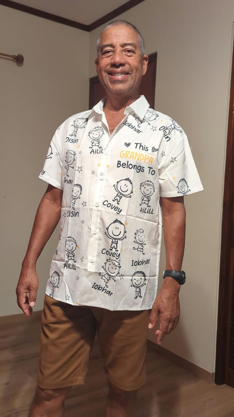 Customer photo review of Personalized Hawaiian Shirt- This Grandpa Belongs To Doodle