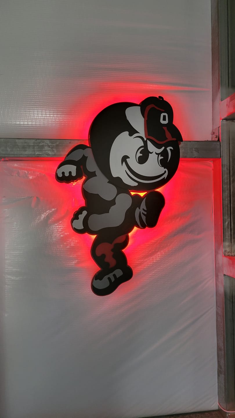Customer photo review of Ohio State "Brutus" Mascot 3D Vintage Metal Wall Art