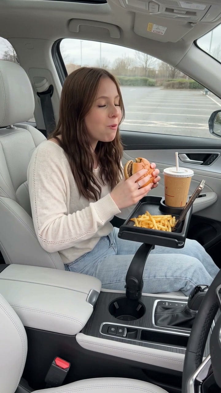 Customer photo review of Swivel Car Cup Holder Tray with Phone Stand