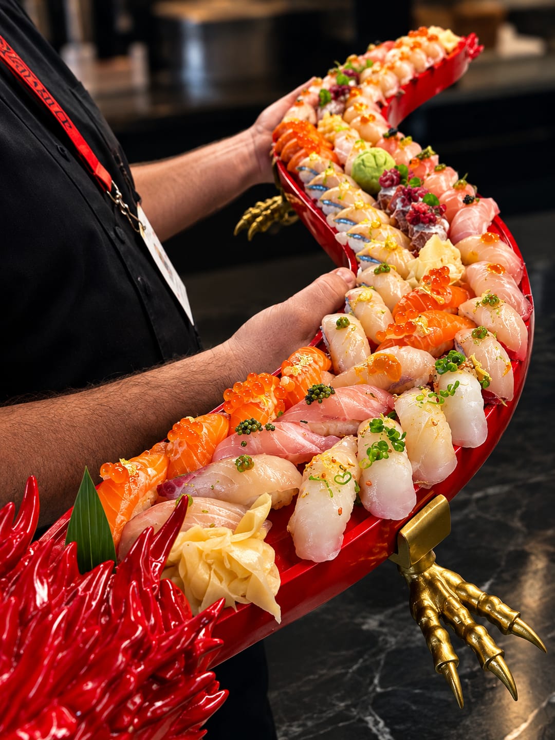 Customer photo review of Handcrafted Sushi Tray: 50” Luxury Dining Accessory (Food-Grade Resin)