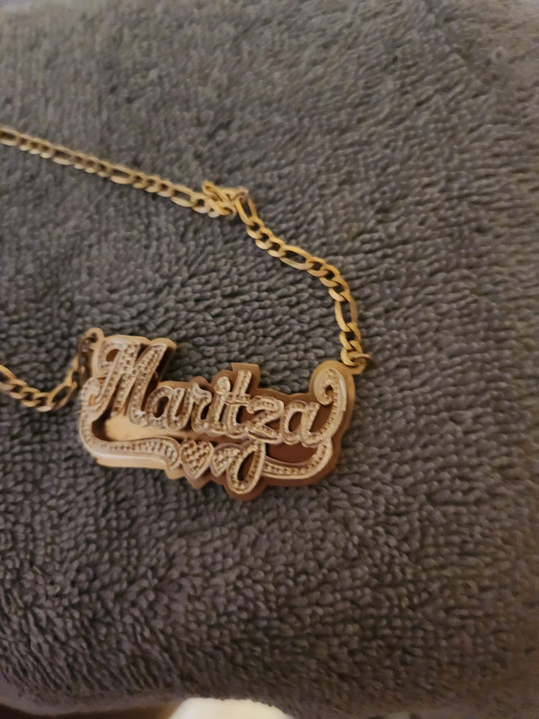 Customer photo review of Personalized Double Plated Name Necklace "Amber"