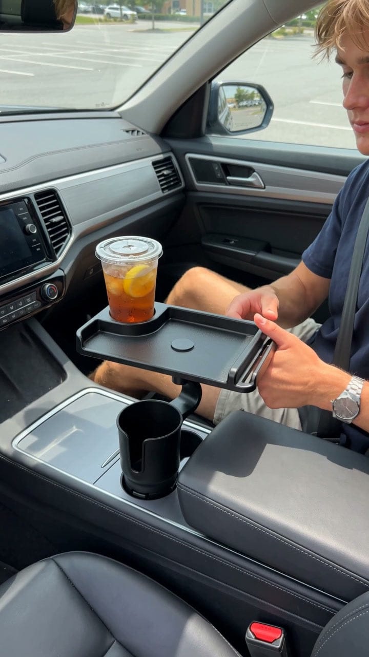 Customer photo review of Swivel Car Cup Holder Tray with Phone Stand