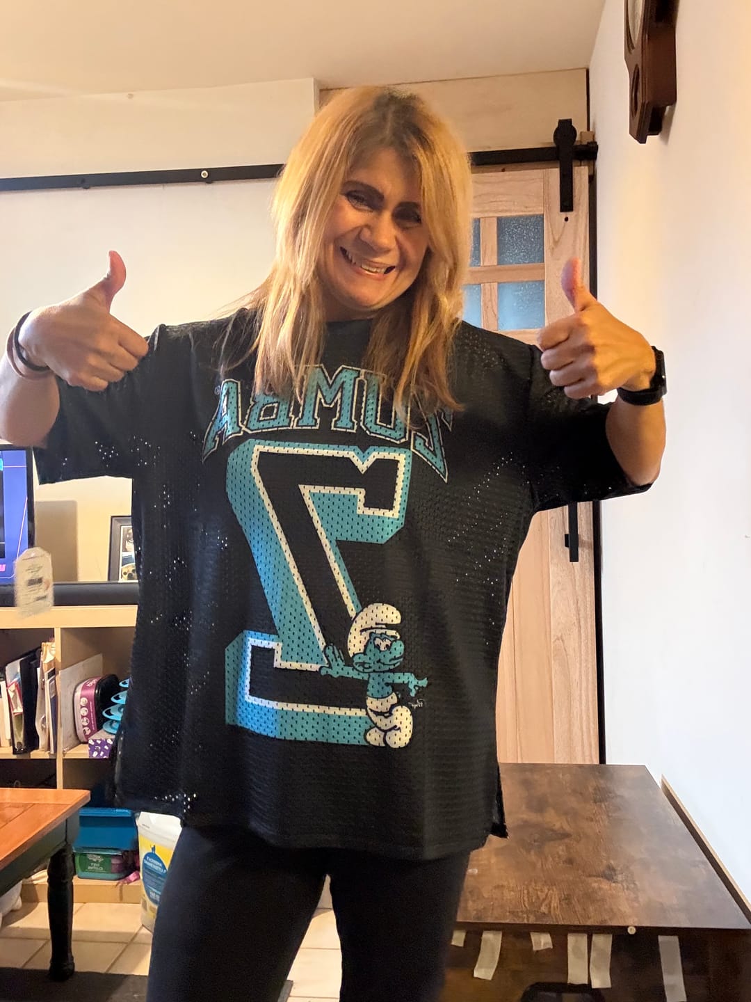 Customer photo review of Zumba X The Smurfs Mesh Boxy Top