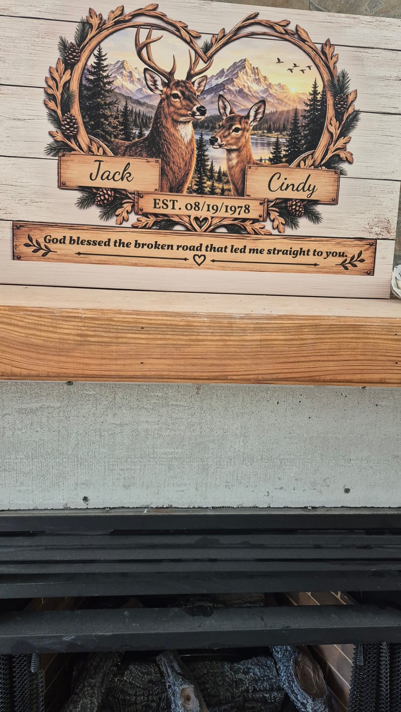 Customer photo review of "God Bless The Broken Road," Personalized Deer Couple Canvas Wall Art