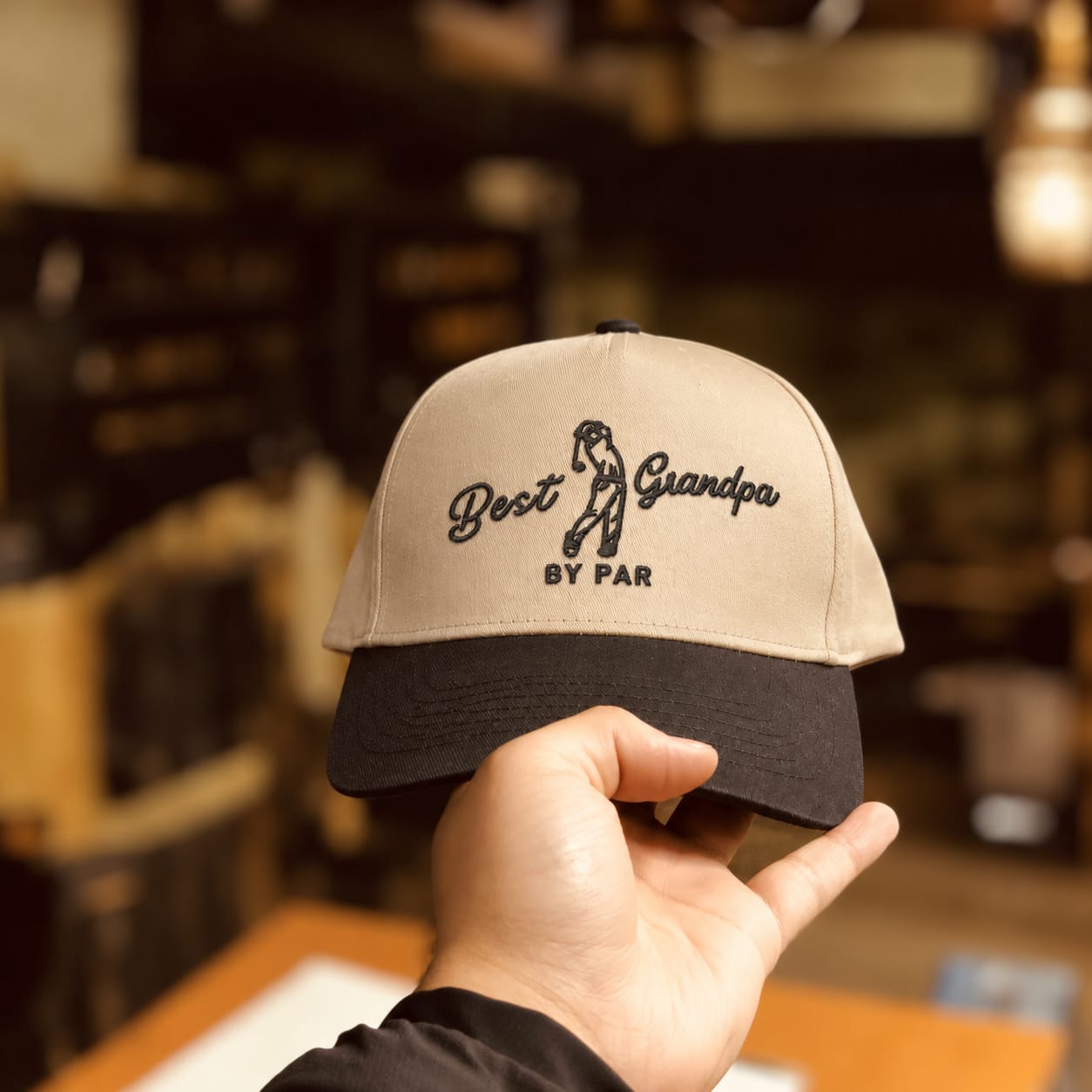 Customer photo review of Best Grandpa By Par Embroidered Snapback Hat – Funny Golf Gift for Grandpa